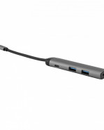 USB (3.1) hub 4-port, 49140, šedá, dĺžka kábla 15cm, Verbatim, adaptér USB C na 1x USB C, 1x USB A(3.0), 1x HDMI