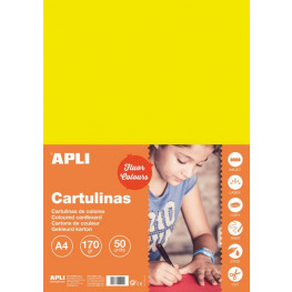 Farebný papier A4 170g APLI A14252 fluo-žltý